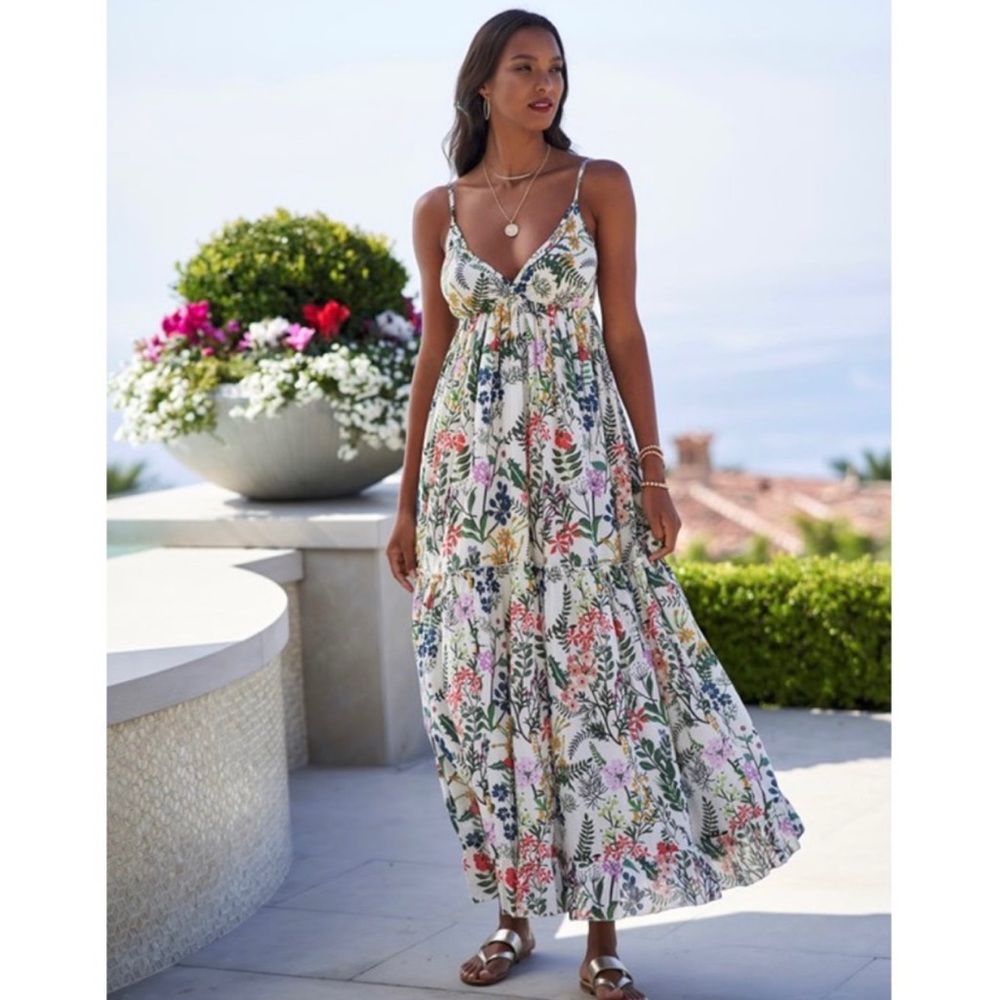 Anthropologie - Ro’s garden mergeaux fleur cotton silk maxi dress size L